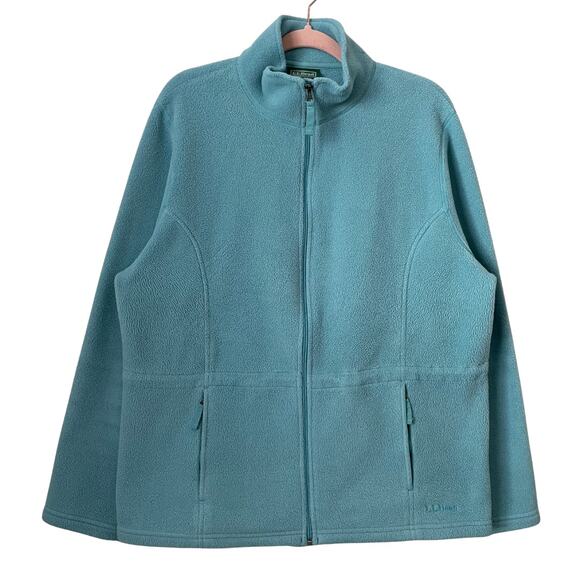 LL Bean Jacket Womens XL Blue Polartec Fleece Full Zip Pockets Outdoor Hiking - Picture 1 of 14